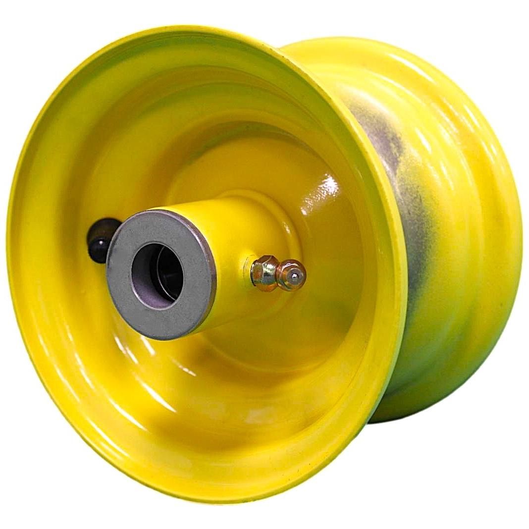 Antego 5x3.25 Yellow Mower Wheels, 5-Inch Hub, 3/4-Inch Bore, 2-Pack