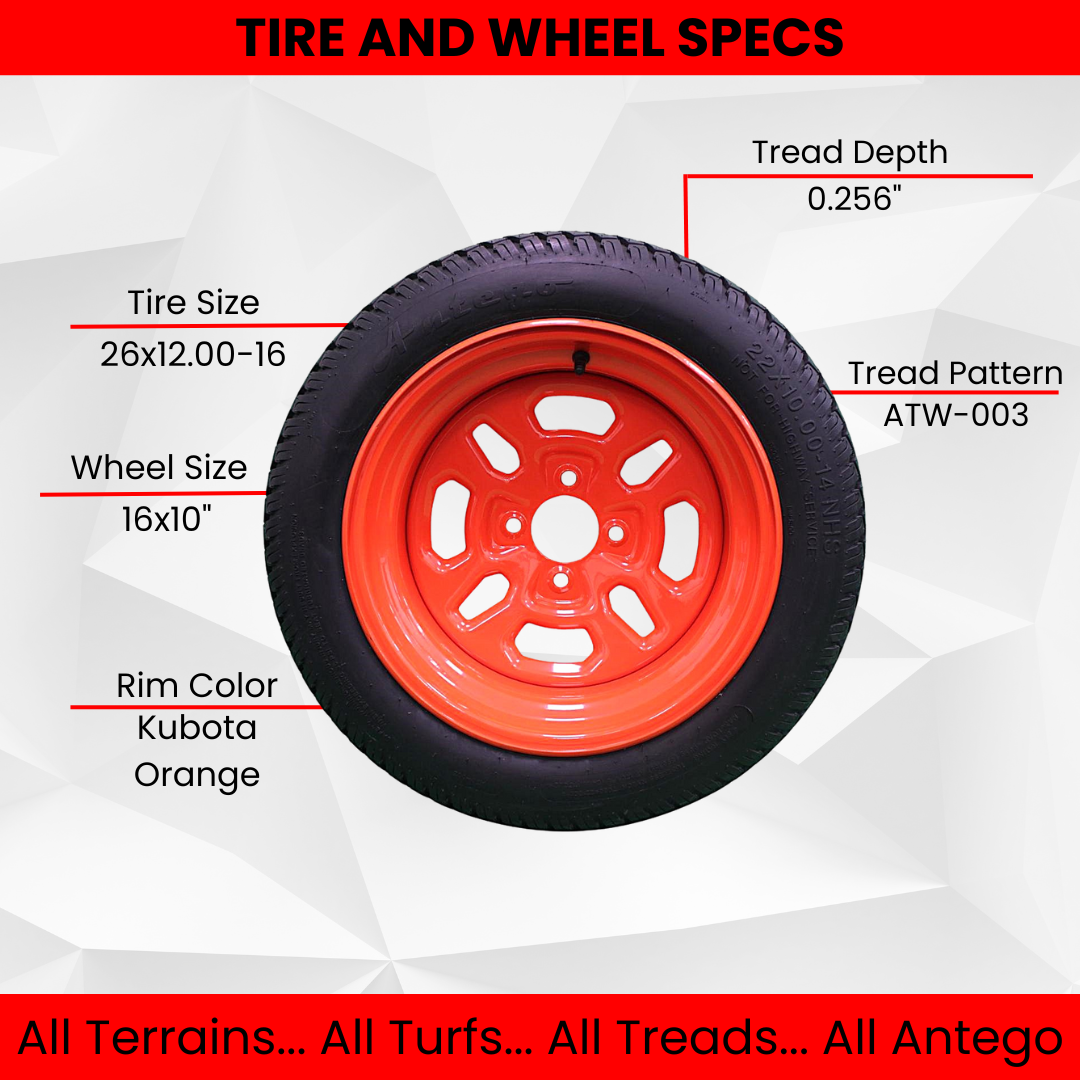 22x10.00-14 Kubota Tire and Wheel Assemblies K3011-17200 (Qty: 1)