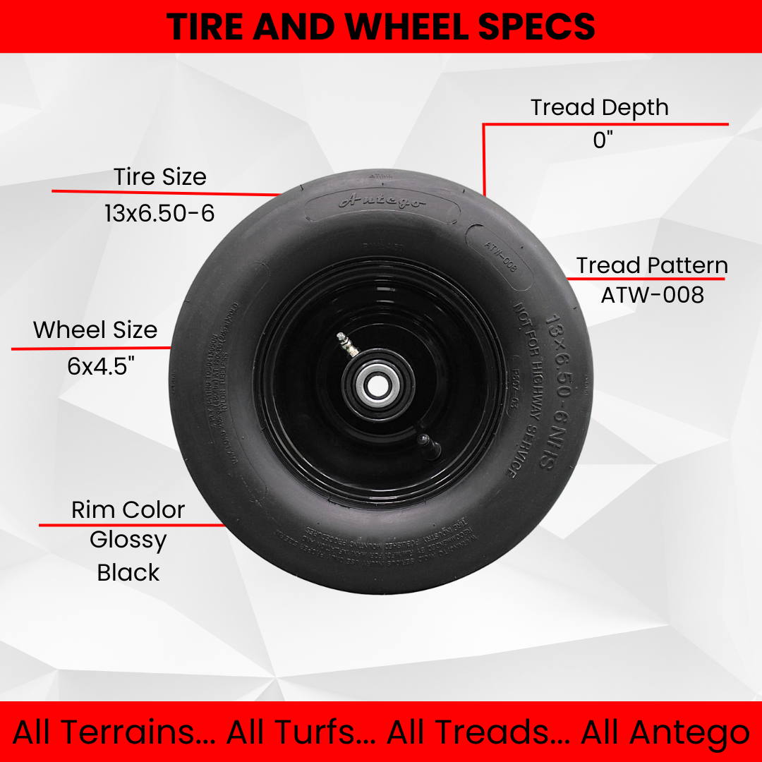 13x6.50-6 4 Ply Smooth with 6x4.5 Black Wheel Assembly (Qty: 1)