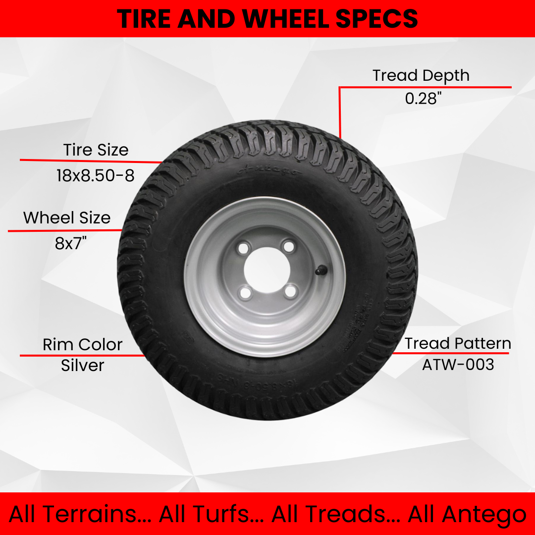 Set of Two 18x8.50-8 Gray Tire Assemblies