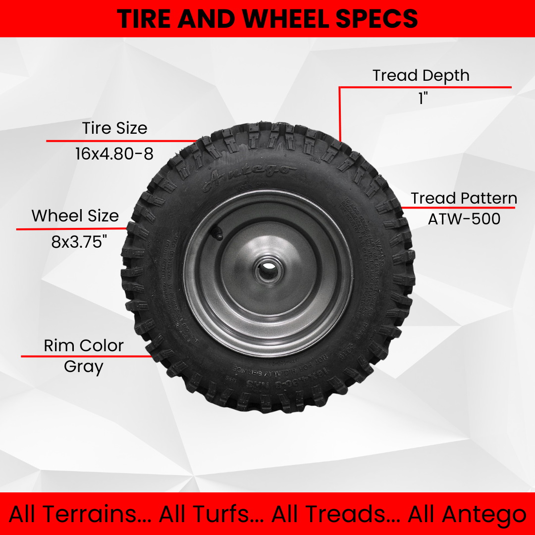 Antego 16x4.80-8 Ariens 07101201/07101202 Matched RH/LH Snow Wheel Set, 2-Pack