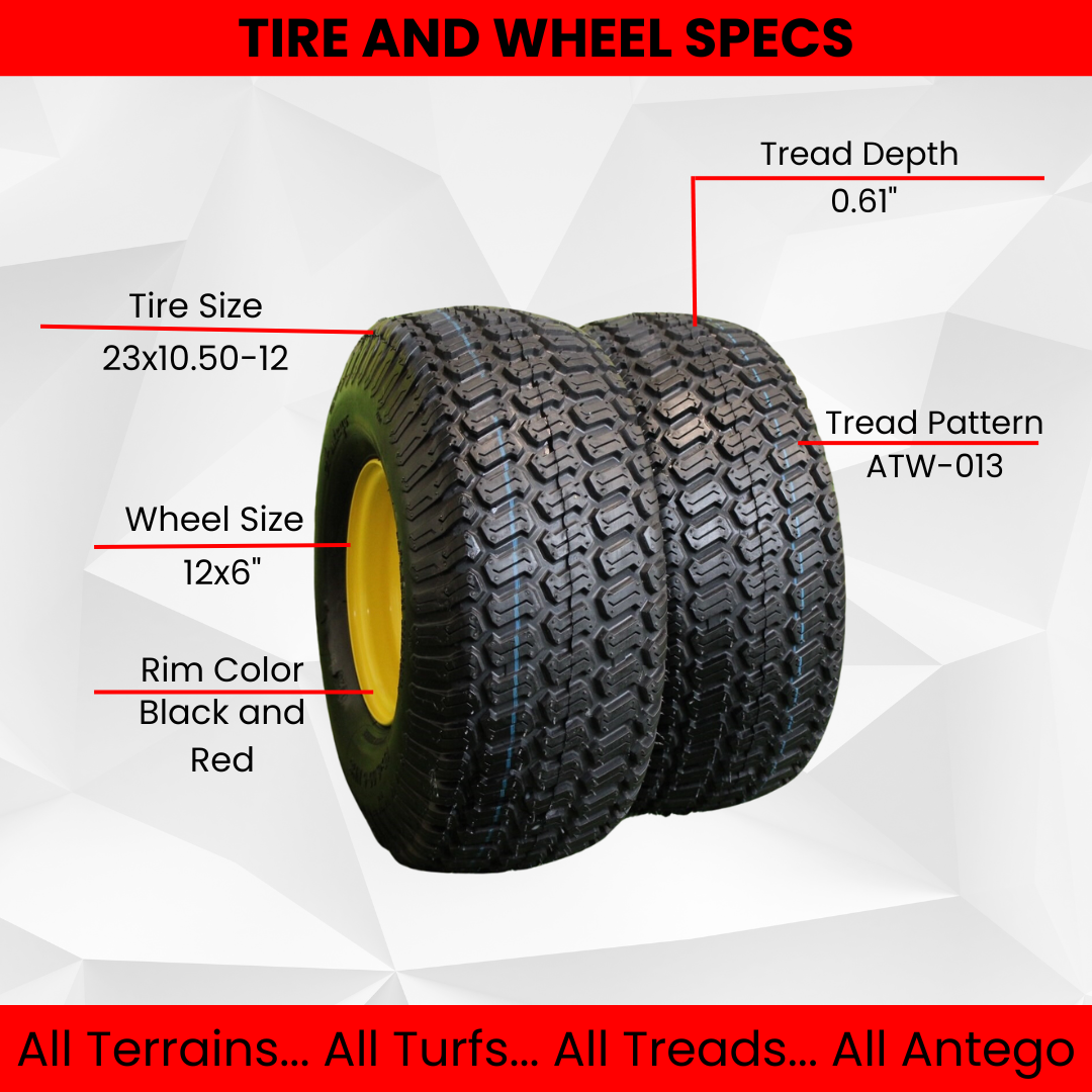 23x10.50-12 Glossy Black/Red Aluminum Golf Tire Wheel Assembly (Set of 4)