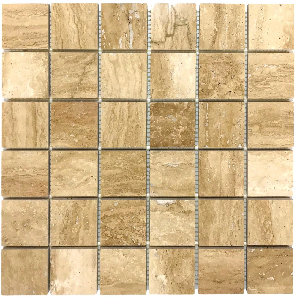 Patara 12" x 12" Honed Travertine Mesh-Mounted Mosaic Tile
