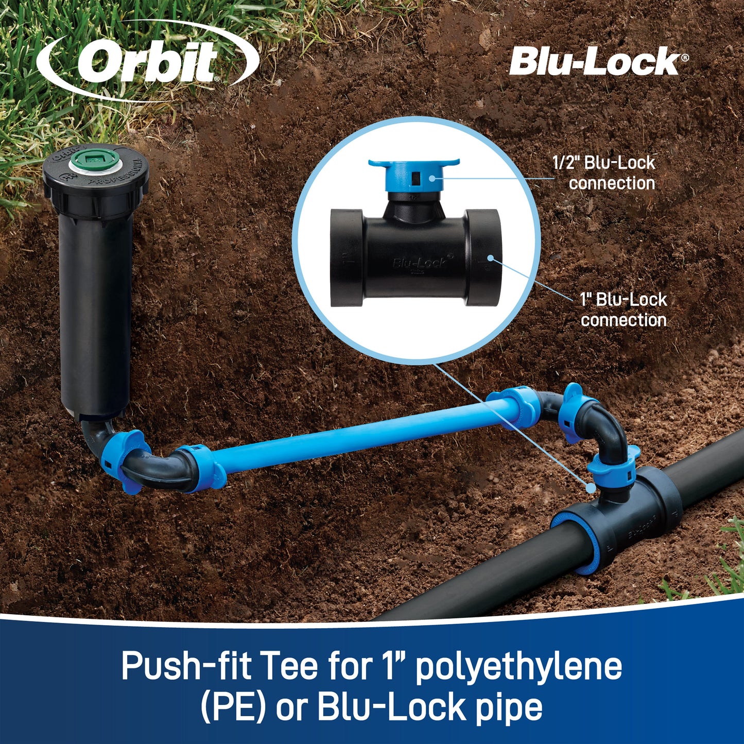 1" x 1" x 1/2" Blu-Lock Reducing Tee 31672