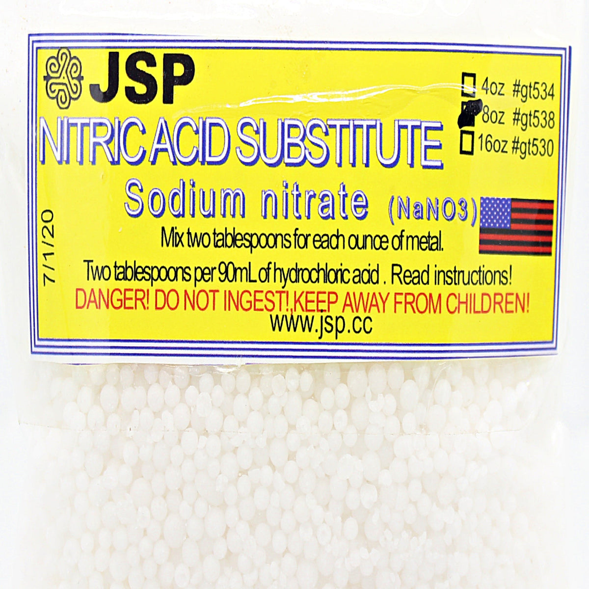 JSP & GTE Nitric Acid Substitute Sodium Nitrate for Gold Refining & Recovery - Reagent Grade