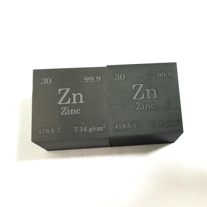 Zinc Cube 12.7mm (0.5 Inch), High-Purity 99.9% Zn Metal Element Density Block with Right-Angled Edges for STEM Education & Collectors