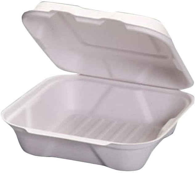 Genpak 8" White Medium Hinged Take-Out Container (QTY:200)
