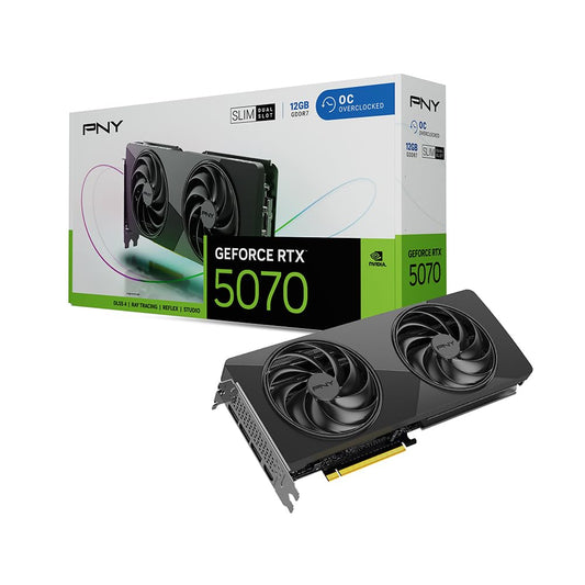 PNY NVIDIA GeForce RTX™ 5070 OC Triple Fan, Graphics Card (12GB GDDR7, 192-bit, Boost Speed: 2587 MHz, SFF-Ready, PCIe® 5.0, HDMI®/DP 2.1, 2.4-Slot, Blackwell Architecture, DLSS 4)