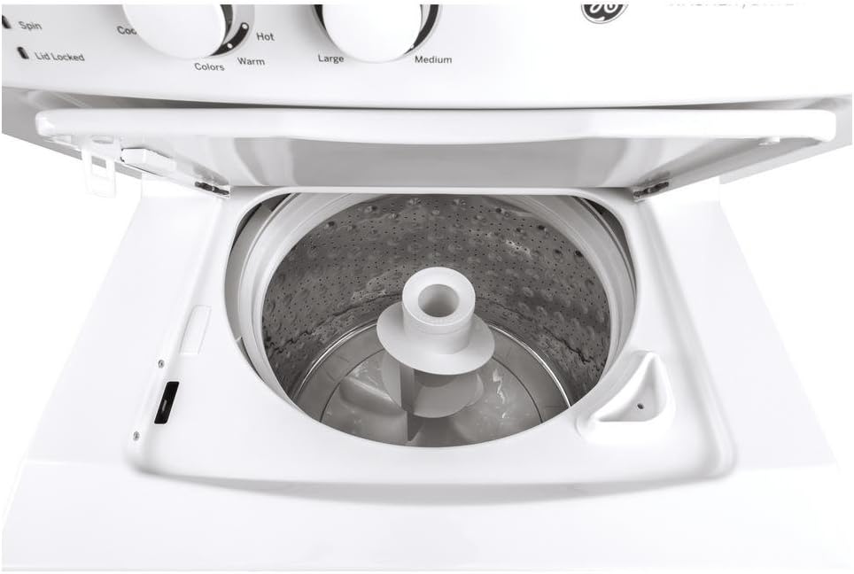 GE GUD27ESSMWW Unitized Spacemaker 3.8 Washer with Stainless Steel Basket and 5.9 Cu. Ft. Capacity Electric Dryer, White