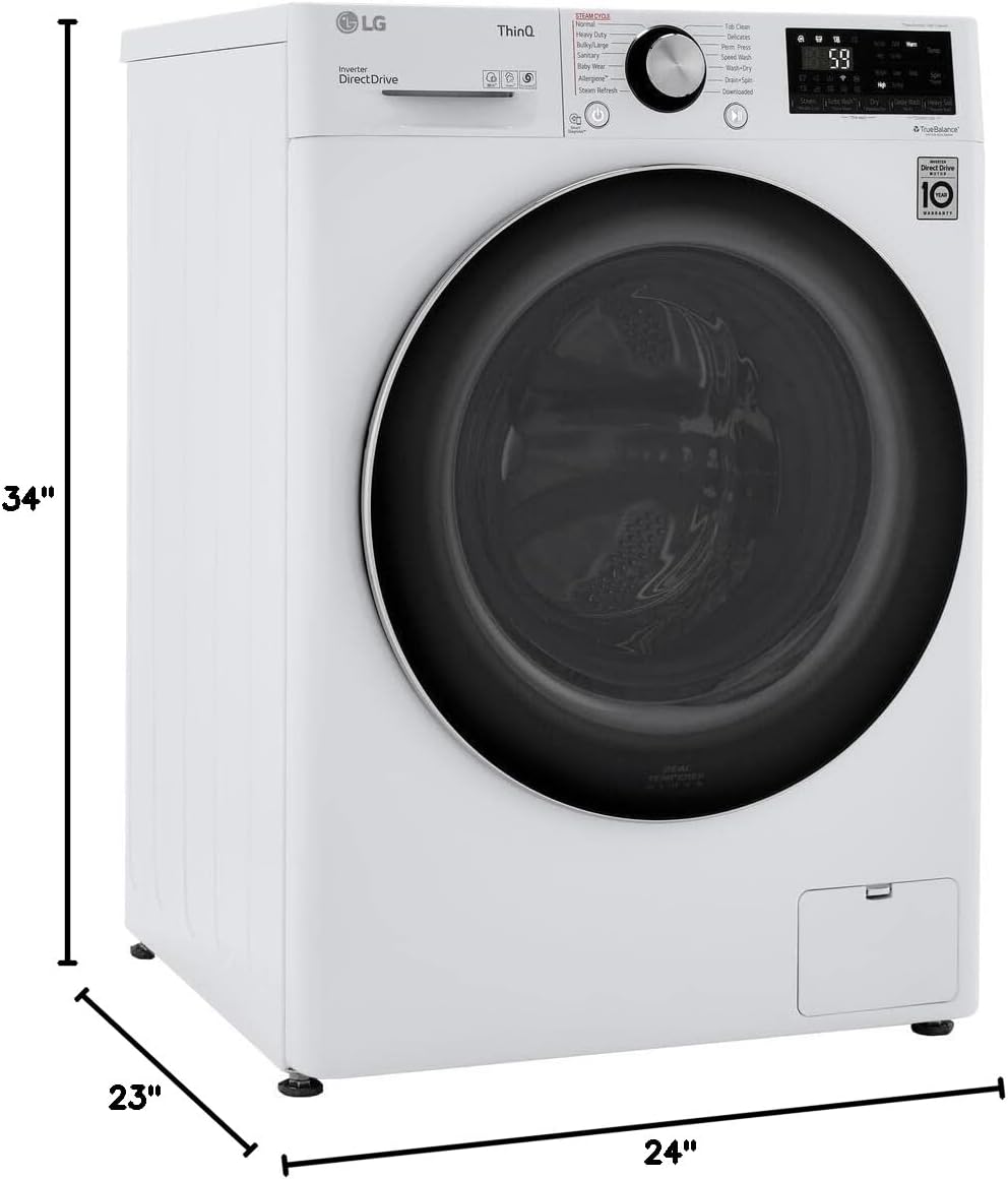 LG WM3555HWA 24 Inch Smart All In One Washer/Dryer with 2.3 cu. ft. Capacity, Wi-Fi Enabled, 14 Wash Cycles, 1400 RPM, Ventless, NeveRust Stainless Steel Drum, Quiet Operation, TrueBalance