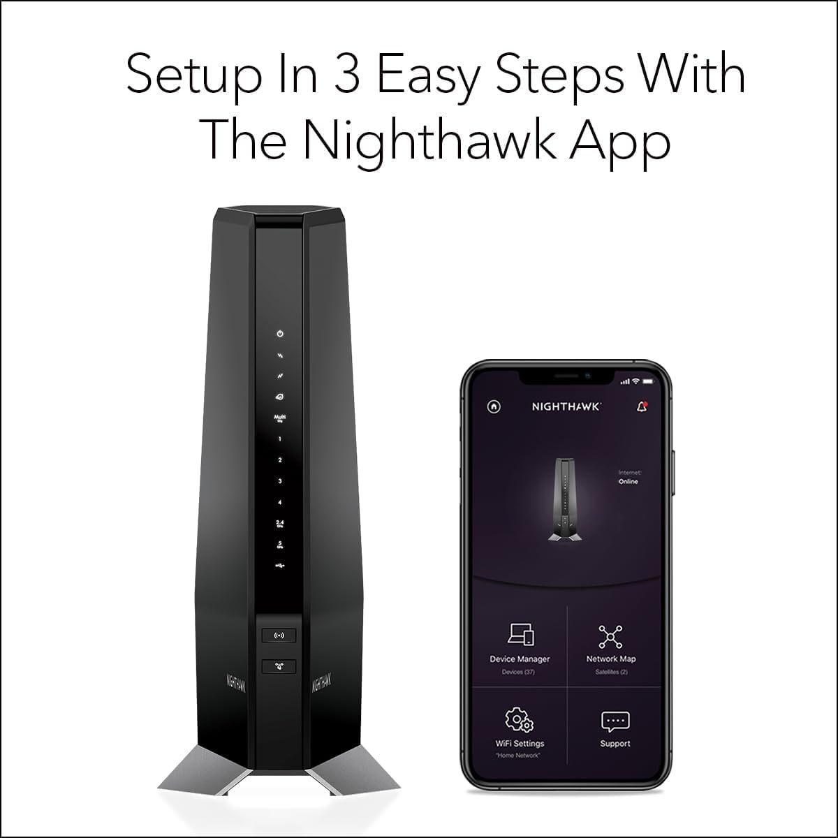 NETGEAR Nighthawk Cable Modem with Built-in WiFi 6 Router (CAX80) - Compatible with All Major Cable Providers | Cable Plans Up to 6Gbps | AX6000 WiFi 6 speed | DOCSIS 3.1 (Renewed)