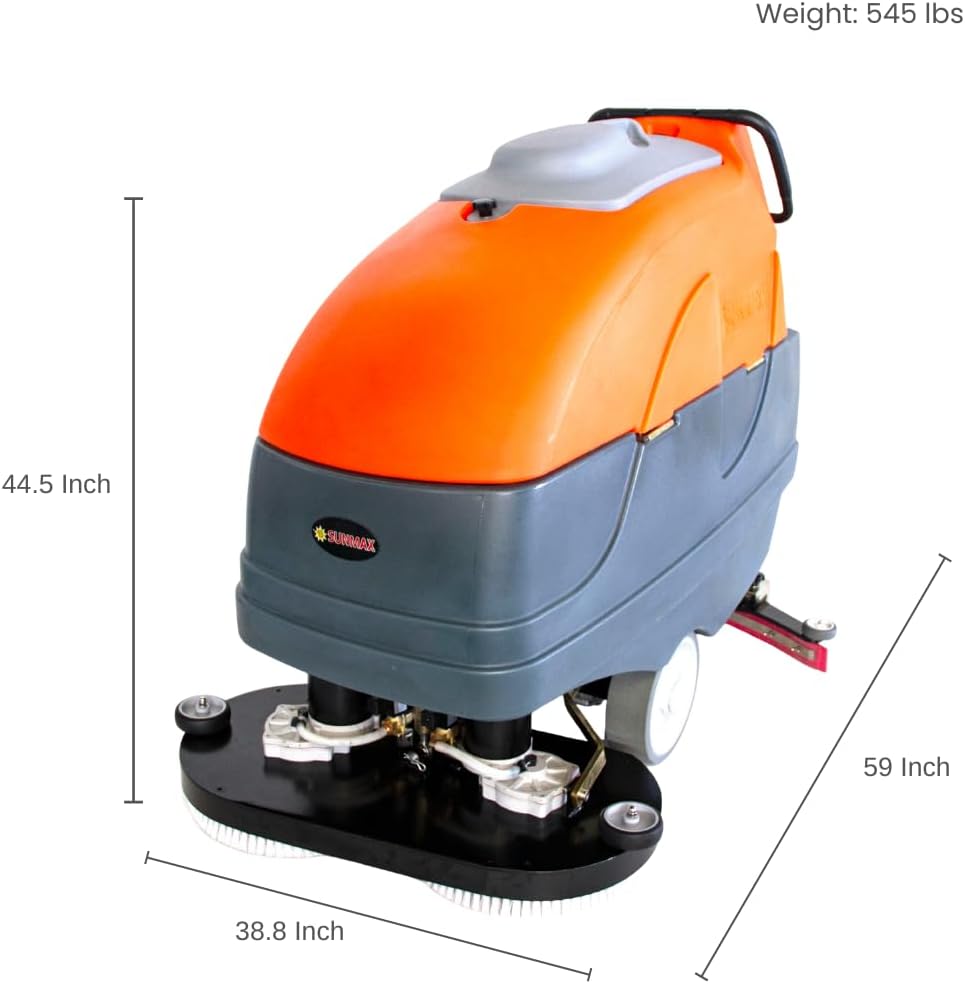 SUNMAX 34" Self-Propelled Commercial Floor Scrubber Machine, 33-Gal Tank, 75000 sp.ft./H Efficiency, Ideal for Large-area Cleaning