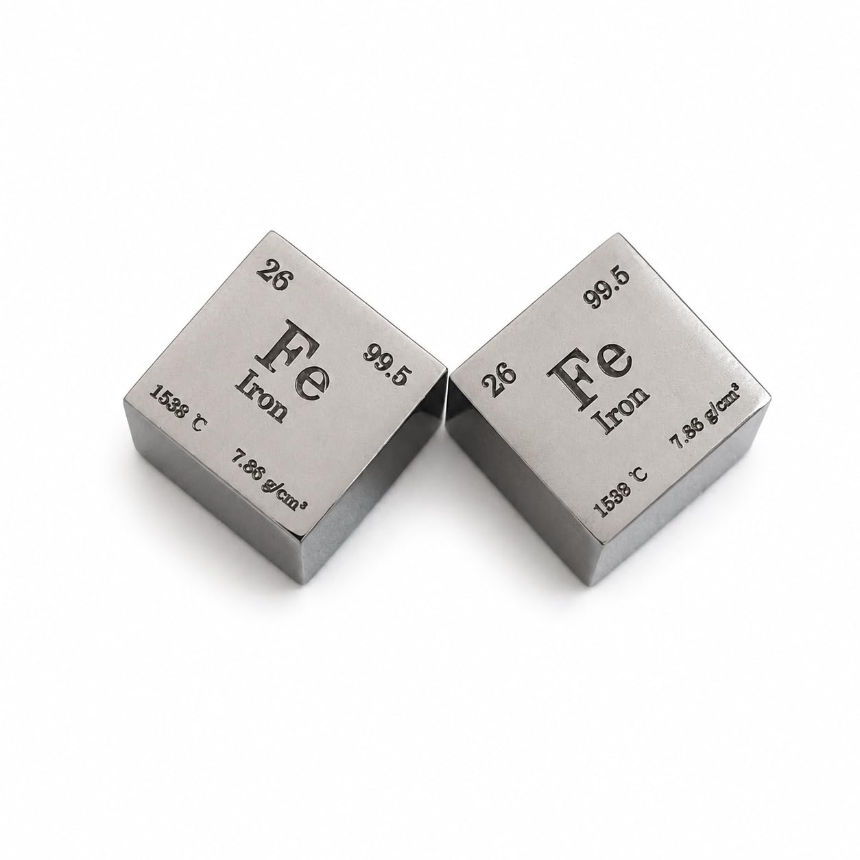 Iron Cube 12.7mm (0.5 Inch), 99.5% Pure Fe Metal Element Density Block with R0.5 Chamfered Edges & Mirror Polished Finish for STEM Education & Collectors