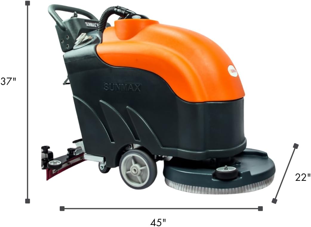 SUNMAX RT50AC 22" Electric Floor Scrubber Dryer Machine, 22 FEET Power Cord, 14.5-Gal Sewage Tank, 22" Brush/Pad Cleaning Width; 31" Squeegee Width