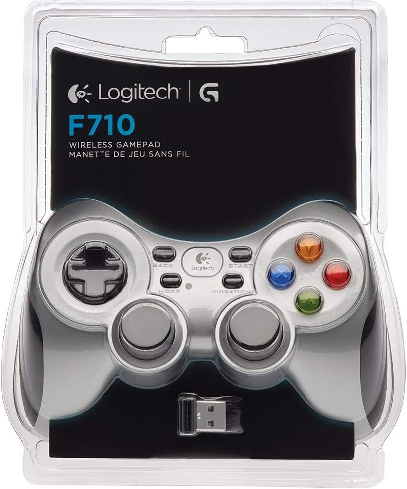 Logitech G F710 Wireless Gamepad with USB Nano Receiver - Grey/Black | 2.4 GHz wireless, USB nano-receiver, dual vibration feedback, 4-switch D-pad, PC compatible