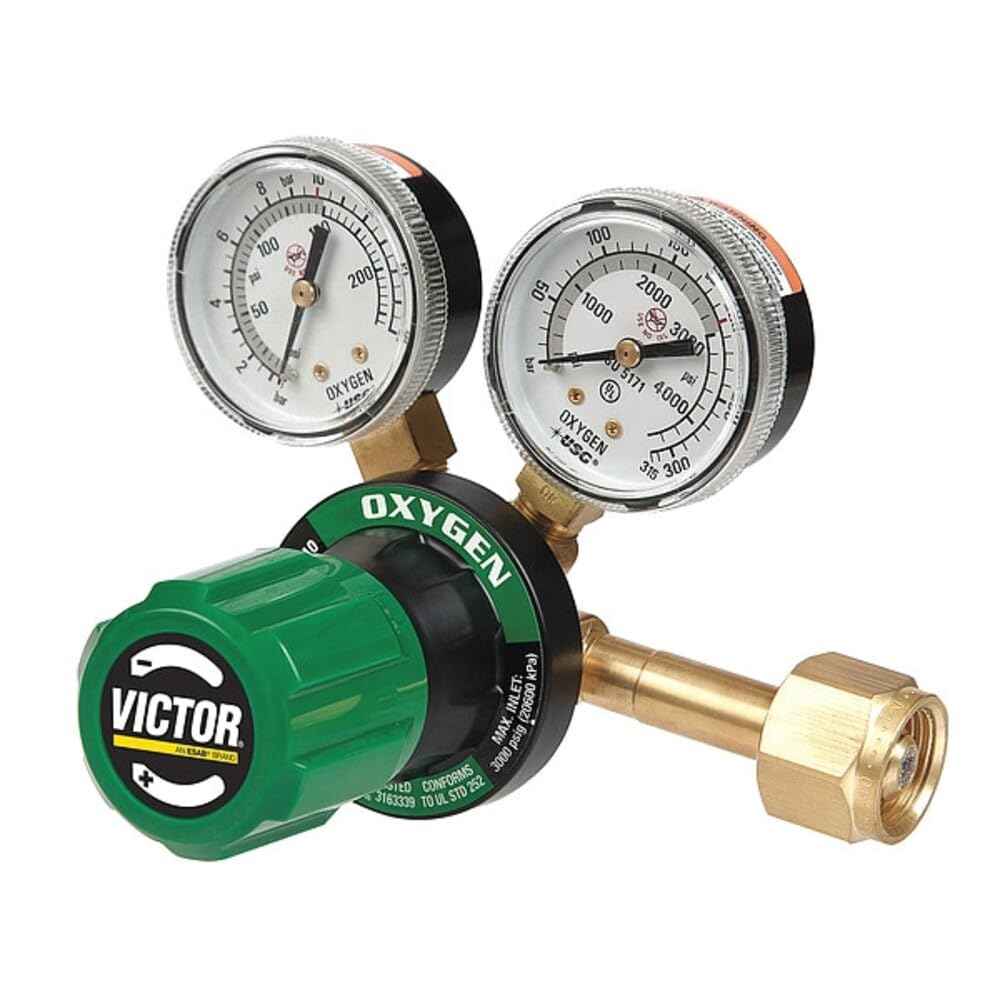 Oxygen Single Stage Regulator, Oxygen, Single Stage, 0.825"-14 Inlet, 9/16"-18 Outlet - 1 Each
