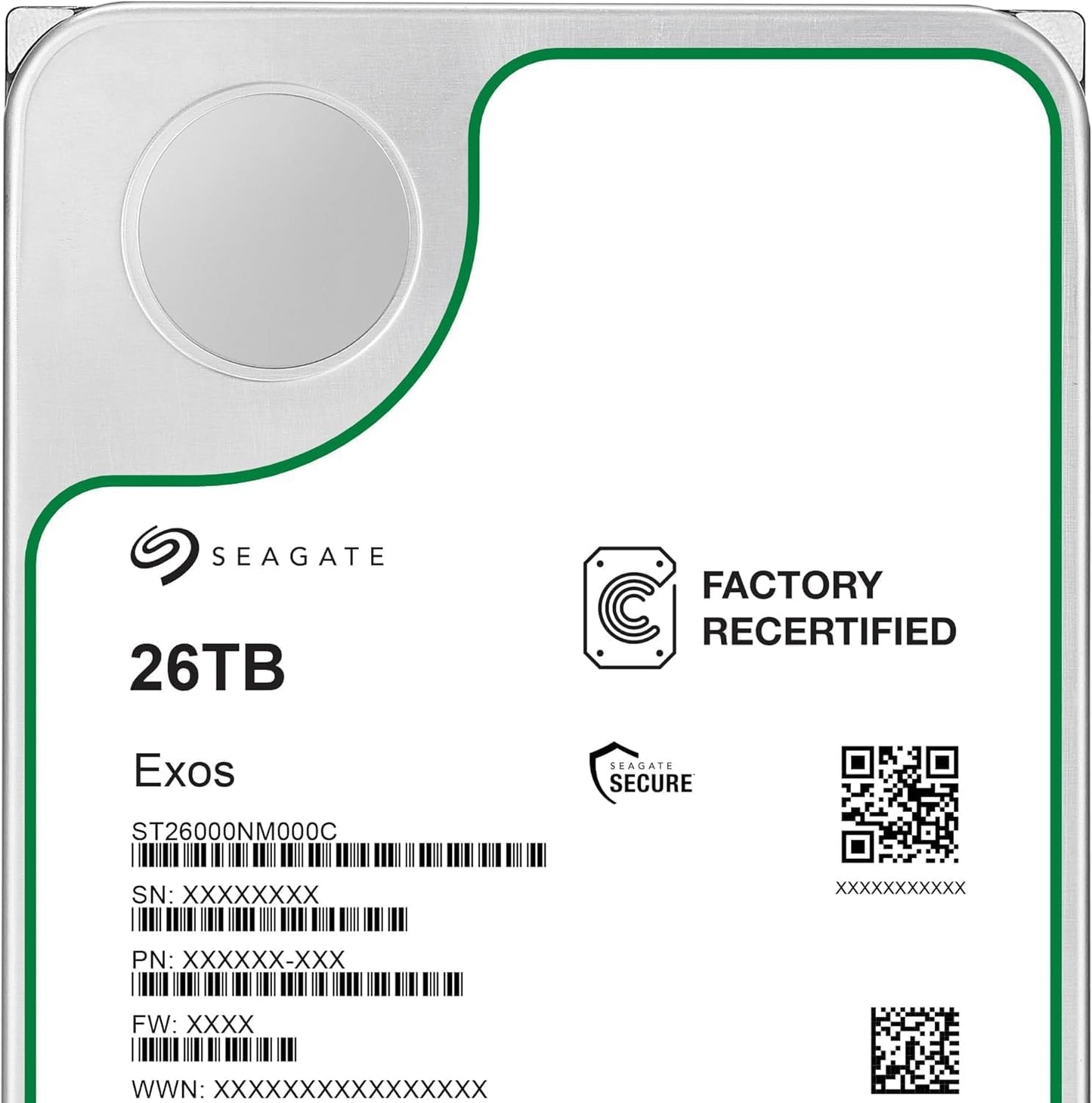 Seagate Exos 26TB Internal Hard Drive HDD - 3.5 in CMR SATA 6Gb/s, 7200 RPM, 512MB Cache, 2.5M MTBF (ST26000NM000C) (Renewed)