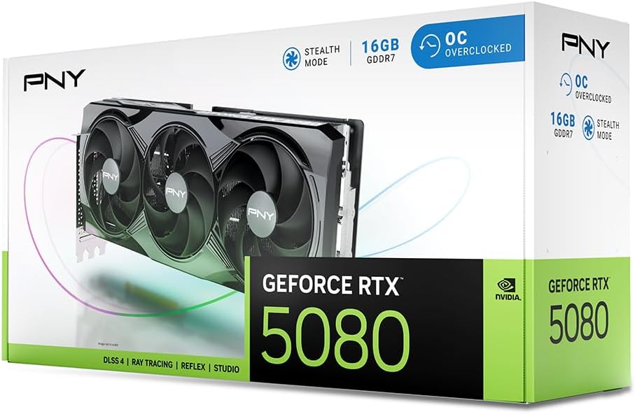 PNY NVIDIA GeForce RTX™ 5080 OC Triple-Fan Graphics Card