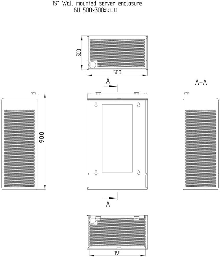 6U Vertical Wall Mount Server Rack Cabinet, 19 Inch Network Enclosure, 35" Full-Length Capacity, Mesh Door, Space-Saving Rack for Switches, Routers, Patch Panels