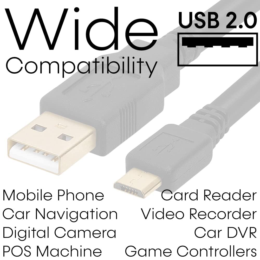 Cmple - Micro USB Cable 6ft Male to Male Micro USB Charging Cable Data Sync USB to USB Cable for Android Phone, Laptop, PC, Tablet, Car GPS, Power Bank - Black
