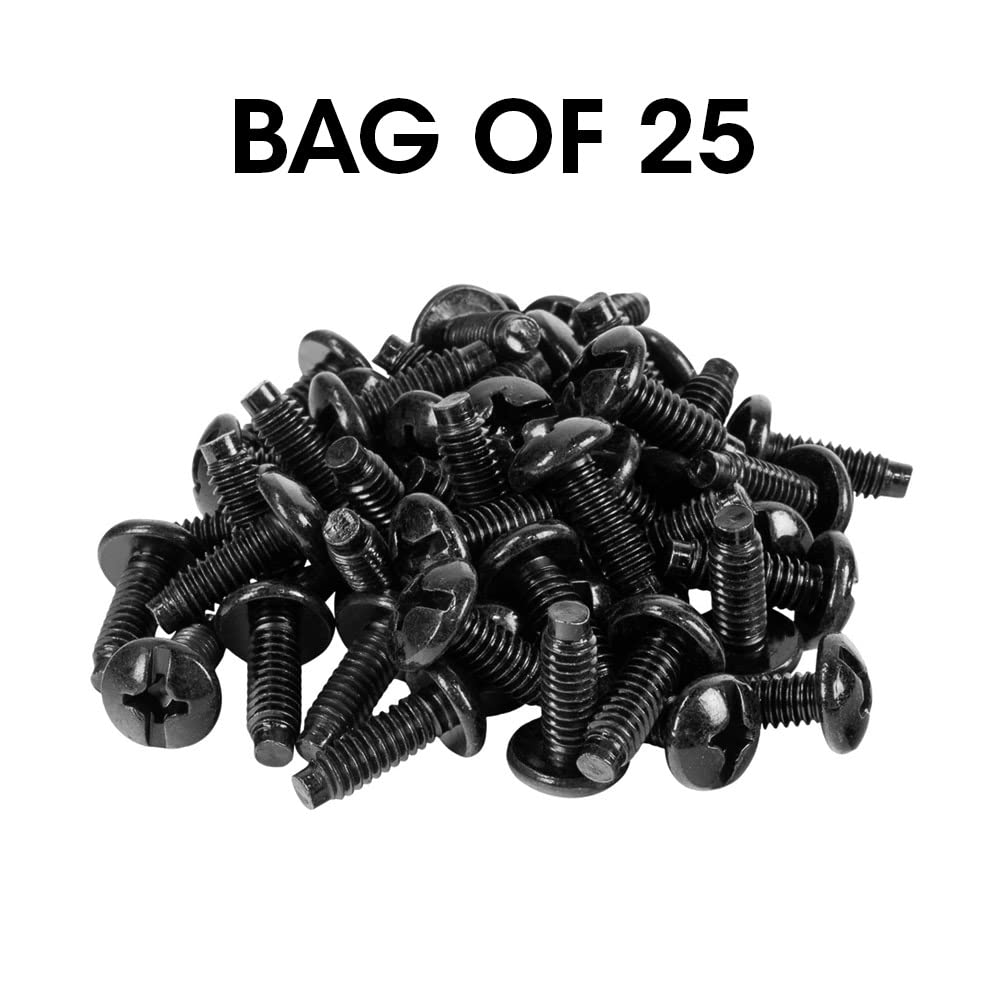 Cmple - Mounting Screws 10-32 x 0.5 inches, Pan Head Phillips Screw, Pilot Point Screws for Rack Mount Server Shelves, Black Oxide Finish - Bag of 25