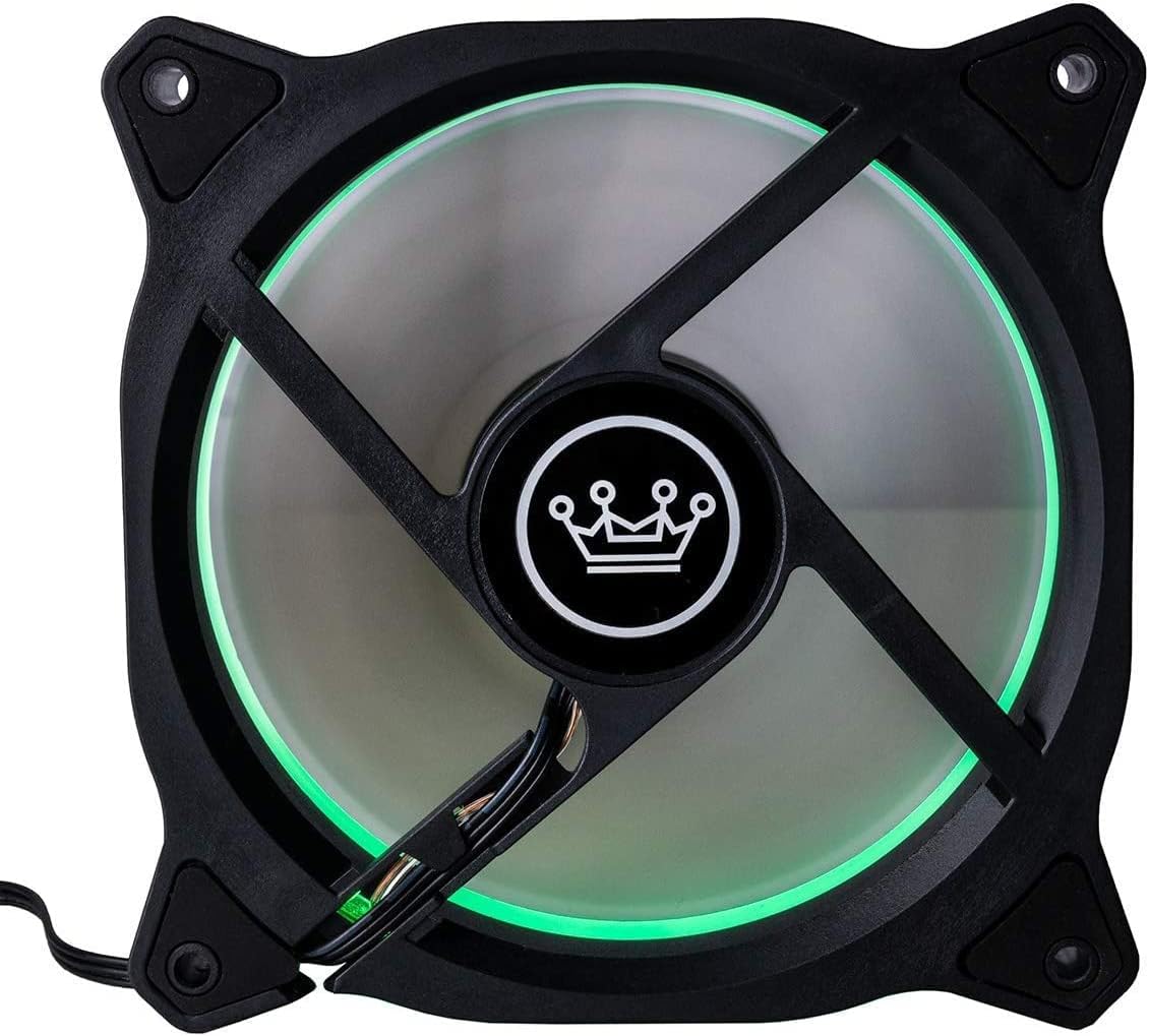 CUK 5-Pack Green Halo Ring 120mm LED Vibrant Color Computer Case Fan for CPU Coolers and Radiators - High Airflow 45 CFM & Anti-Vibration Pads