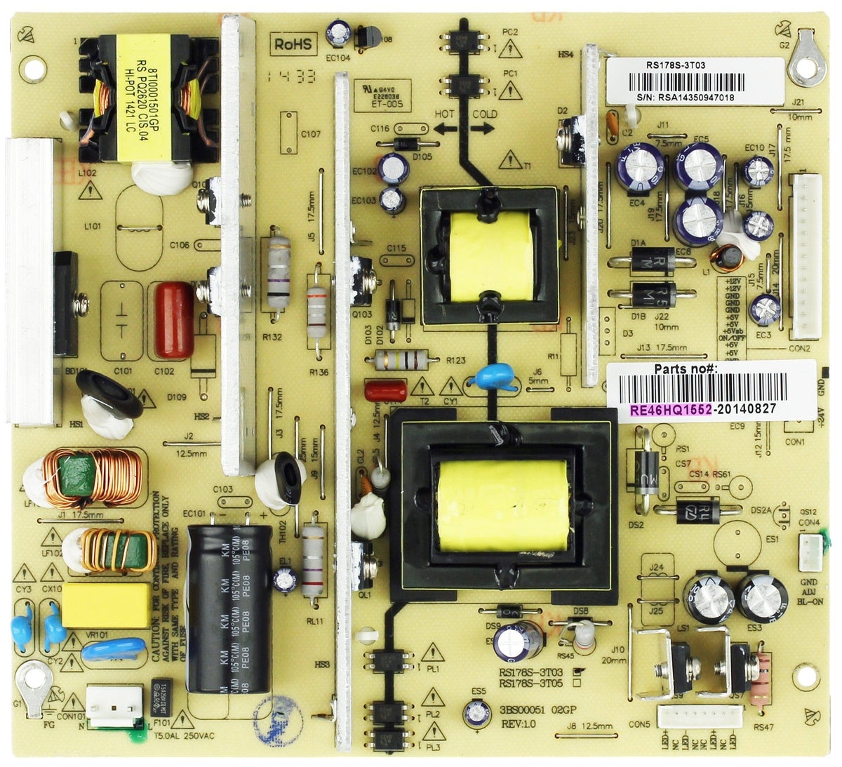 RCA RE46HQ1552 (3BS00051 02GP) Power Supply for LED60B55R120Q LED58G45RQ