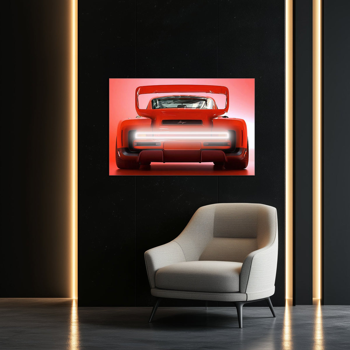 Car Neon LED Wall Art Sign With Glowing Lights UV Printed Acrylic Design Garage Decor