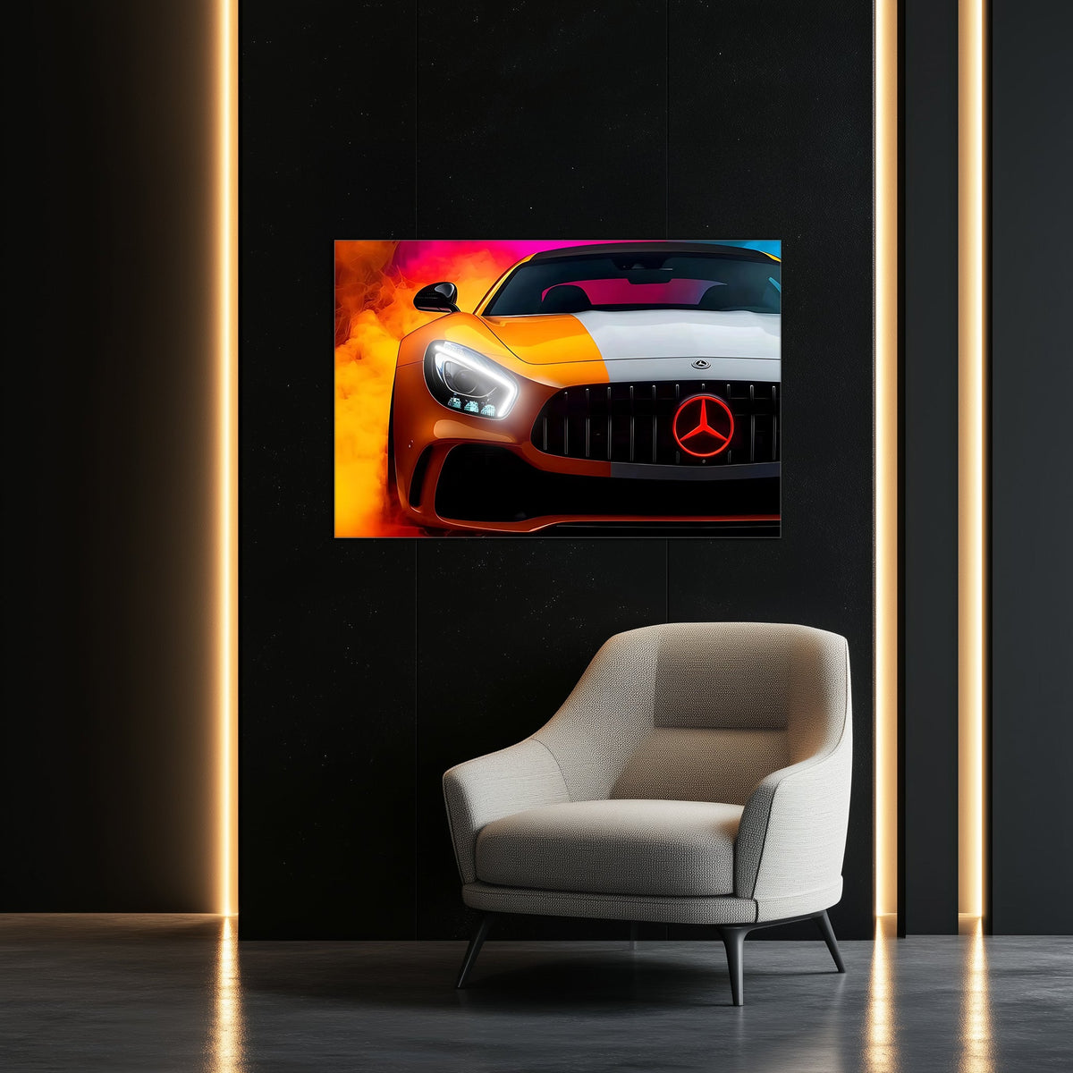 Neon LED Acrylic Car Wall Art Sign - Glowing Automotive Design