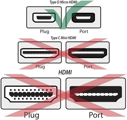 6ft Micro-HDMI (type D) to Regular HDMI (type A) high Speed Cable with Ethernet (up to 1440p) for MOTOROLA MB810 DROID X / HTC Touch EVO 4G