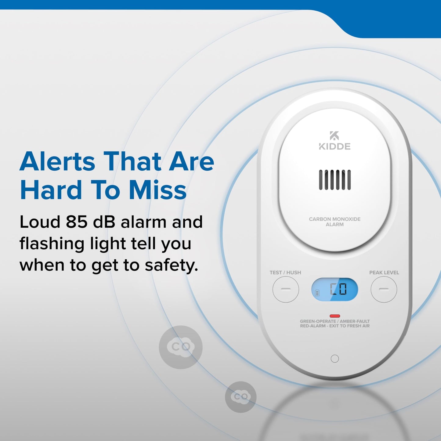 Kidde Carbon Monoxide Detector, Plug-In with 9V Battery Backup, Digital Display, 85 dB Alarm, LED Status Light Indicators, 3rd Edition