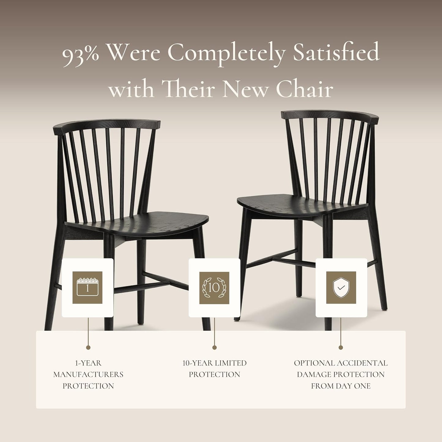 Poly & BARK Ligna Dining Chair Black – Mid-Century Inspired Chair with Sculpted Spindle Back – Solid American Walnut Frame and Engineered Wood Veneered Seat – Fully Assembled and Ready to Use