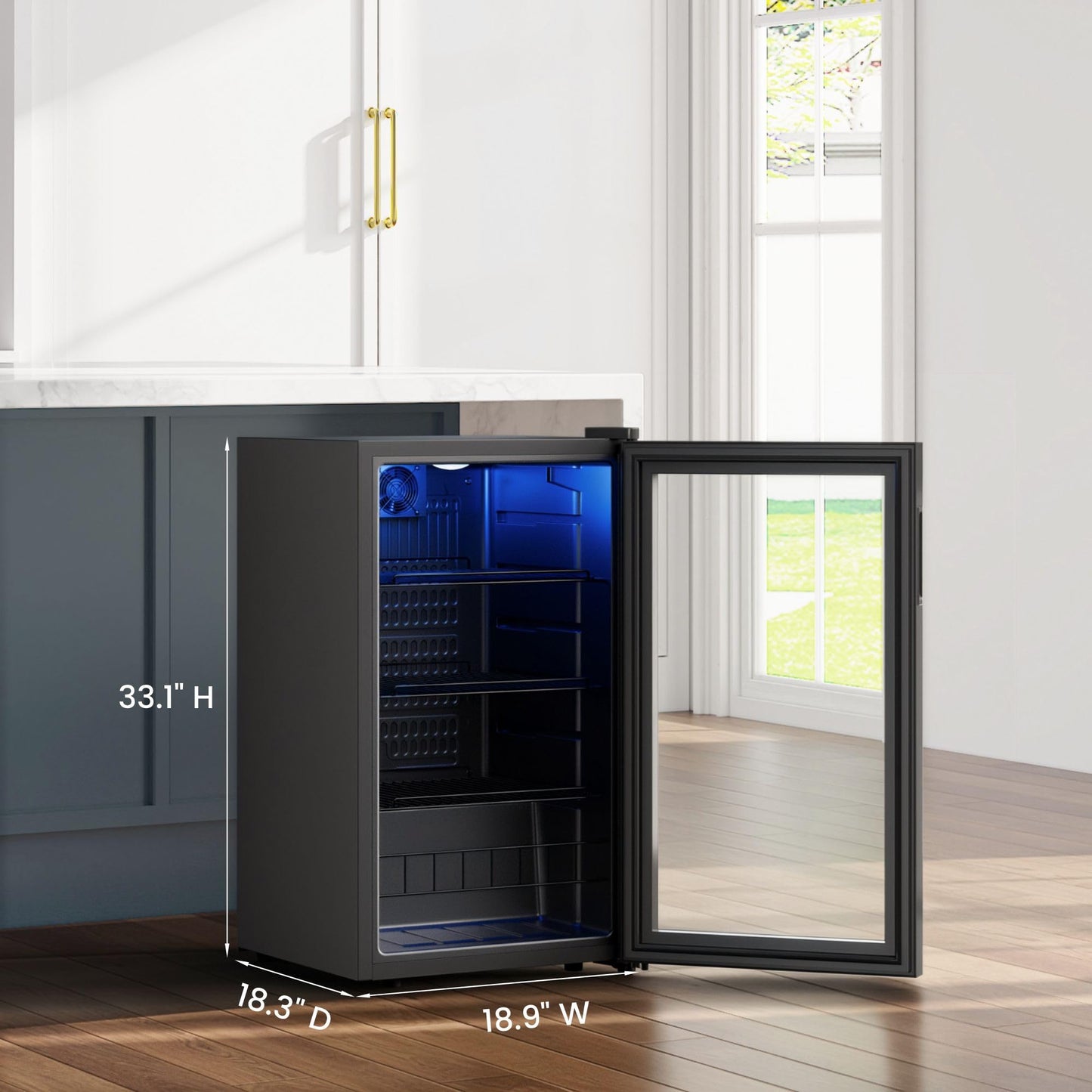 Yeego Beverage Refrigerator Cooler, 155 Cans Mini Fridge with Glass Door Beverage Fridge with Adjustable Shelves for Soda Beer or Wine, Beverage Cooler with Digital Temperature Control for Home Office