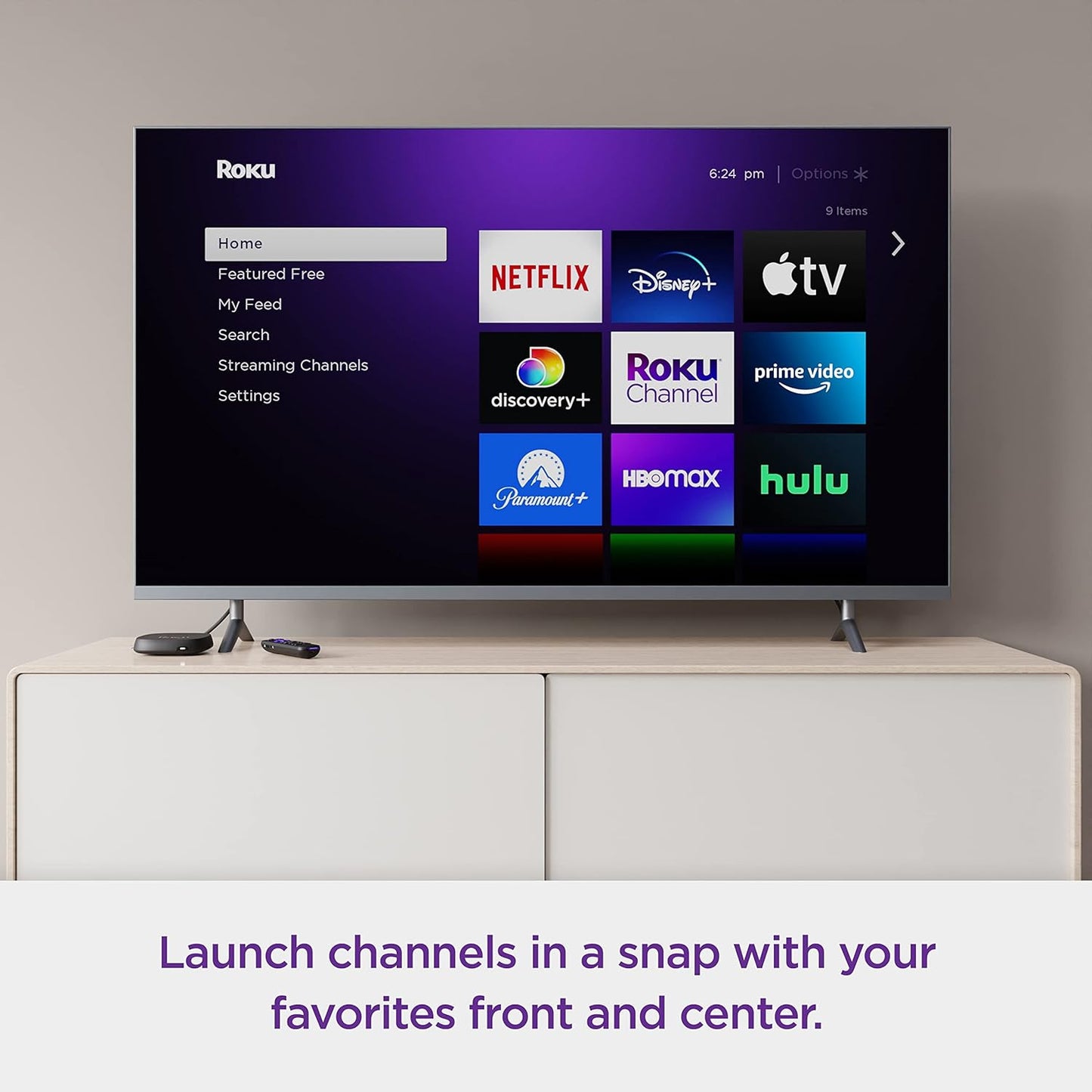 Roku Ultra | The Ultimate Streaming Device 4K/HDR/Dolby Vision/Atmos, Rechargeable Roku Voice Remote Pro, Ethernet Port, Hands-Free Controls, Lost Remote Finder, Free & Live TV
