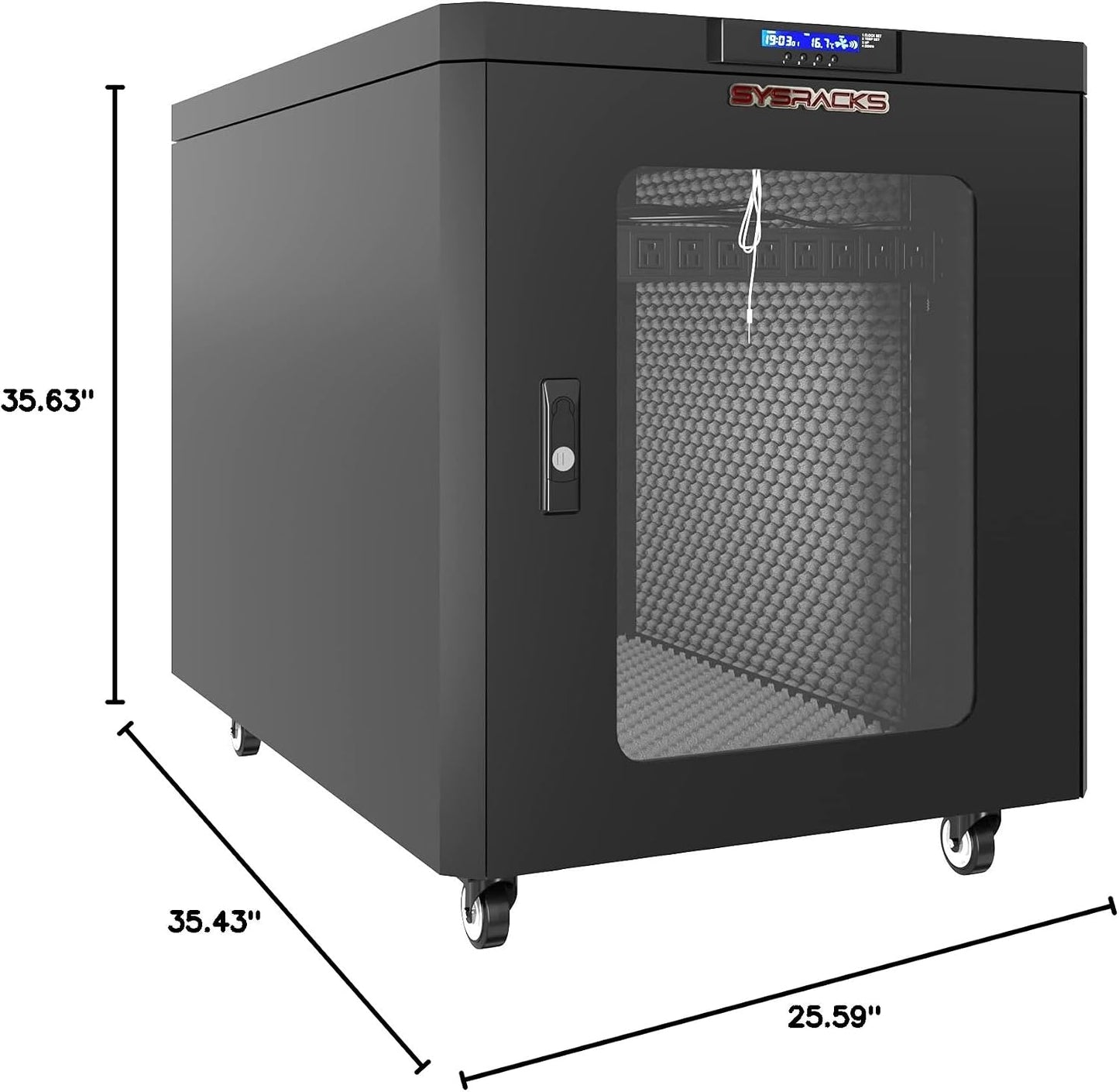 Sysracks Soundproof Server Rack Quiet - Acoustic Sound Proof Cabinet for Servers - Up to 36% Noise Reduction - Locking Server Enclosure - Silent Networking Cabinet - Noise Sound Dampening Box (15U)