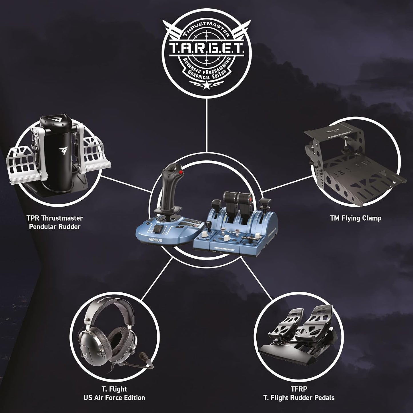 Thrustmaster TCA Captain Pack X Airbus Sidestick & Throttle - XBOX & PC | A320 1:1 replica, 14 remappable buttons, thrust reverser, twist rudder, 31 mappable quadrant buttons, 4 axes, for MSFS