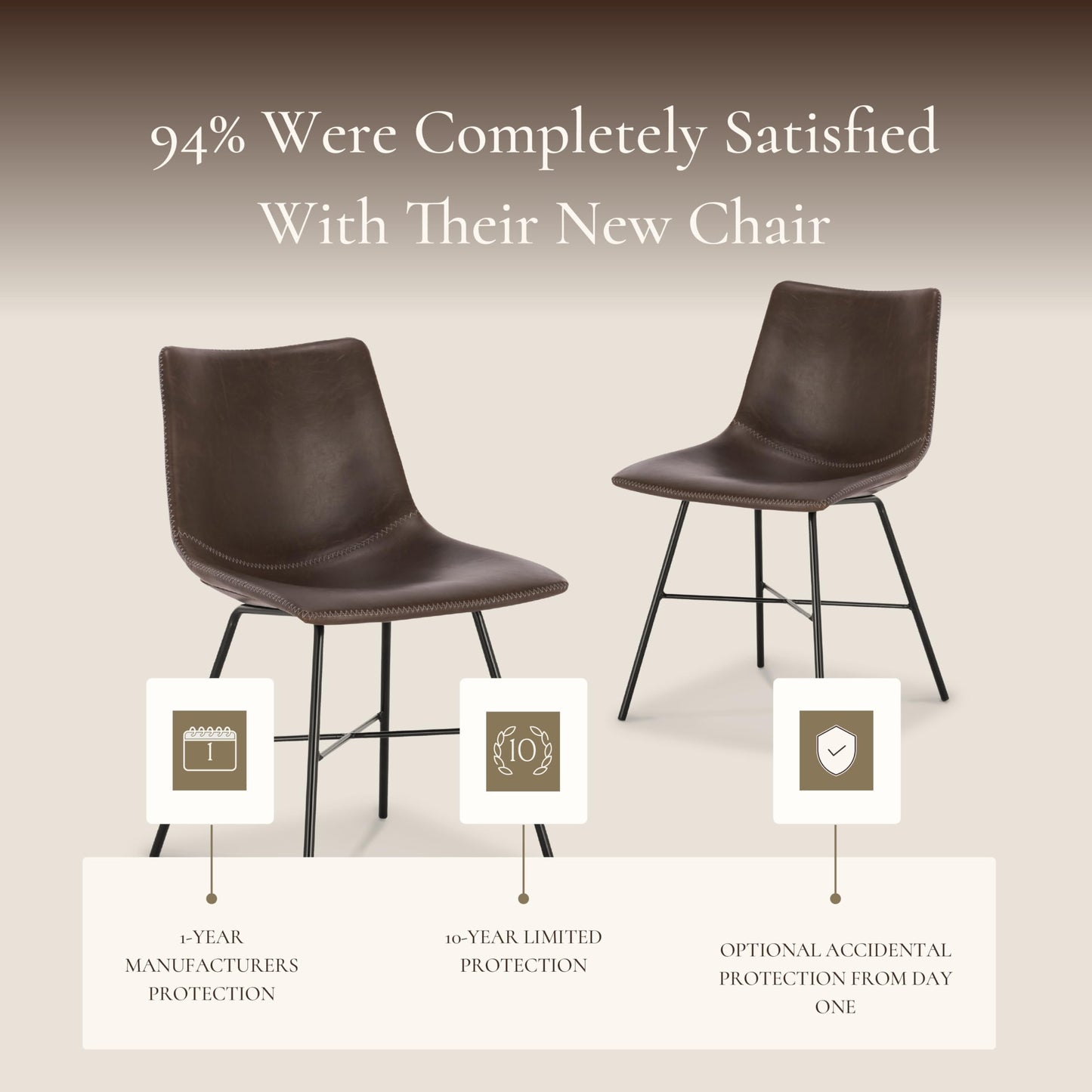 POLY & BARK Paxton Leather Counter Stools 24 Inches – Set of 2 - Counter Height Bar Stools with Back – Modern Barstools for Kitchen Island or Counters – Faux Leather & Matte Black Steel Base – Tan