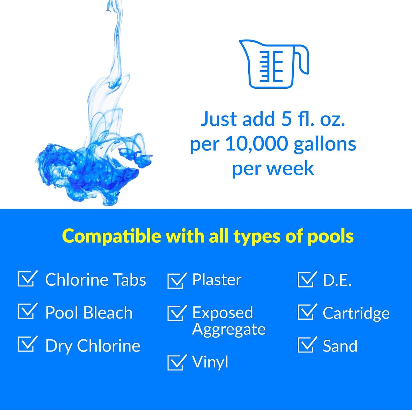 United Chemical No Mor Problems Preventative Pool Algaecide & Water Clarifier - Non-Staining, pH Independent Algae Prevention, 1 Quart