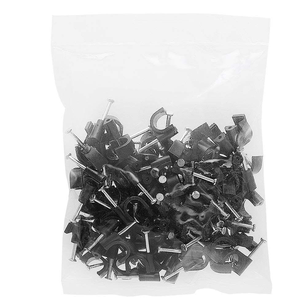 Cmple - Nail in Cable Wire Clips Cord Organizer Cable Straps Nails Tacks Clips 8mm Black - 100-Pack