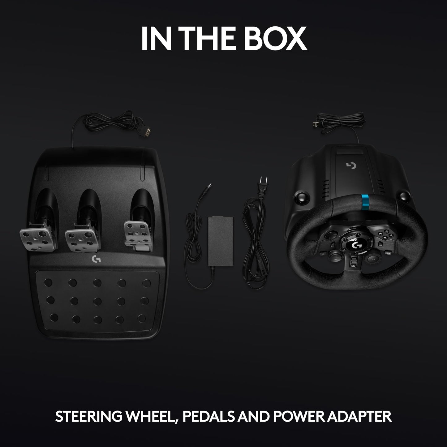 Logitech G923 Racing Wheel and Pedals, TRUEFORCE up to 1000 Hz Force Feedback, Gaming Steering Wheel PS5, PS4, PC, Mac, Genuine Leather- Black