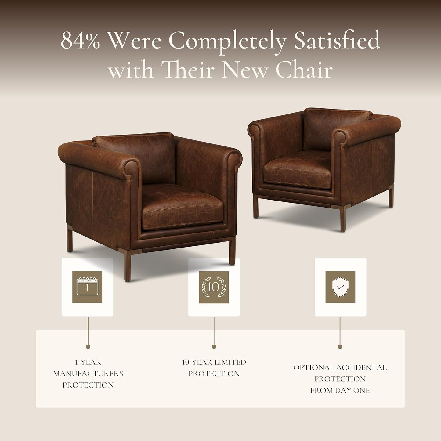 Poly & Bark Bruges Leather Lounge Chair – Chocolate Brown Full-Grain Leather Upholstery – Modern Upholstered Accent Chair for Living Room or Bedroom – Indoor Lounge Seating with Soul