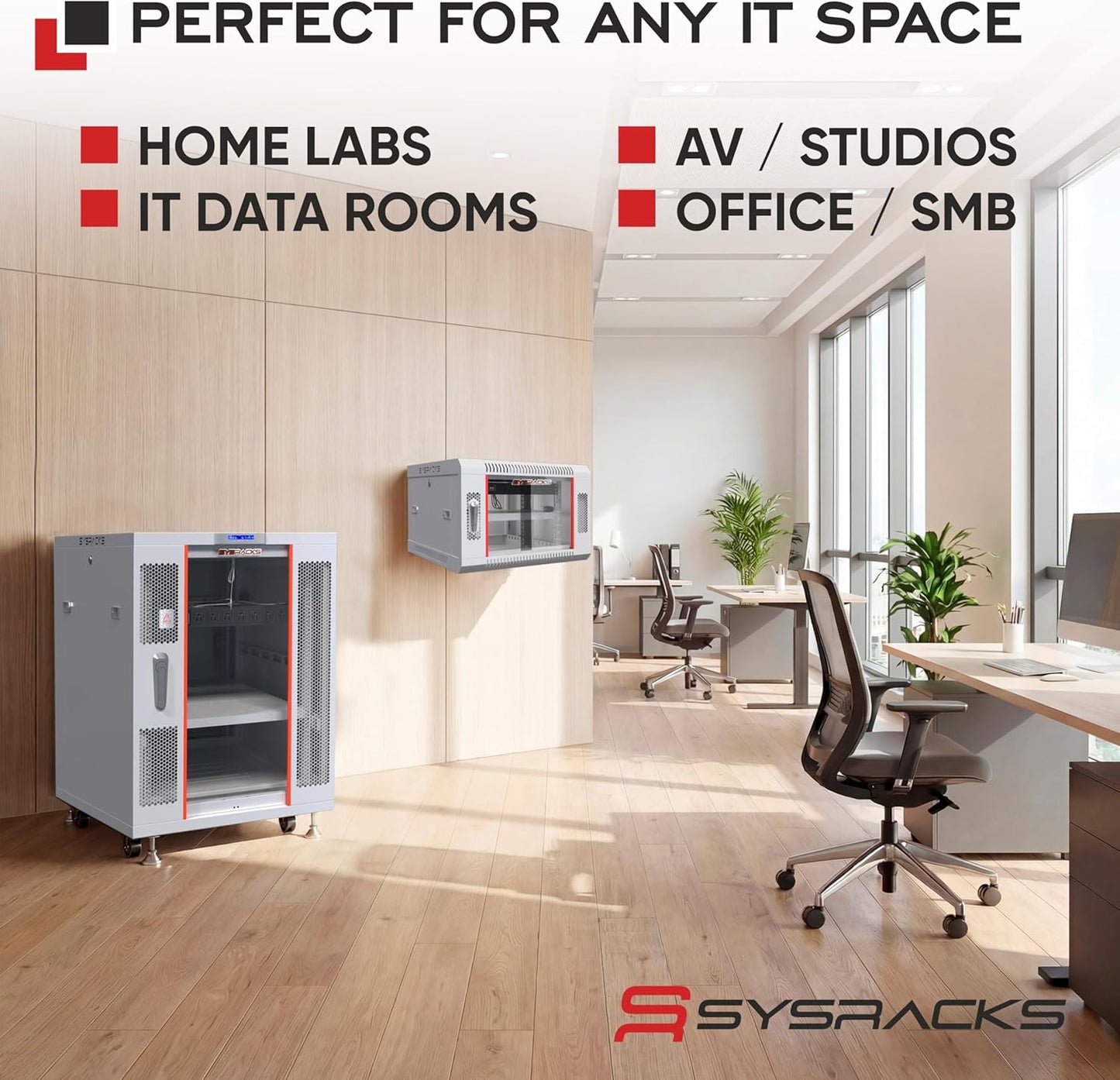 22U Server Rack Cabinet, 35" Deep, Glass Door, 19-Inch | Cooling fans, PDU, shelf, casters, leveling feet, cable entry brushes