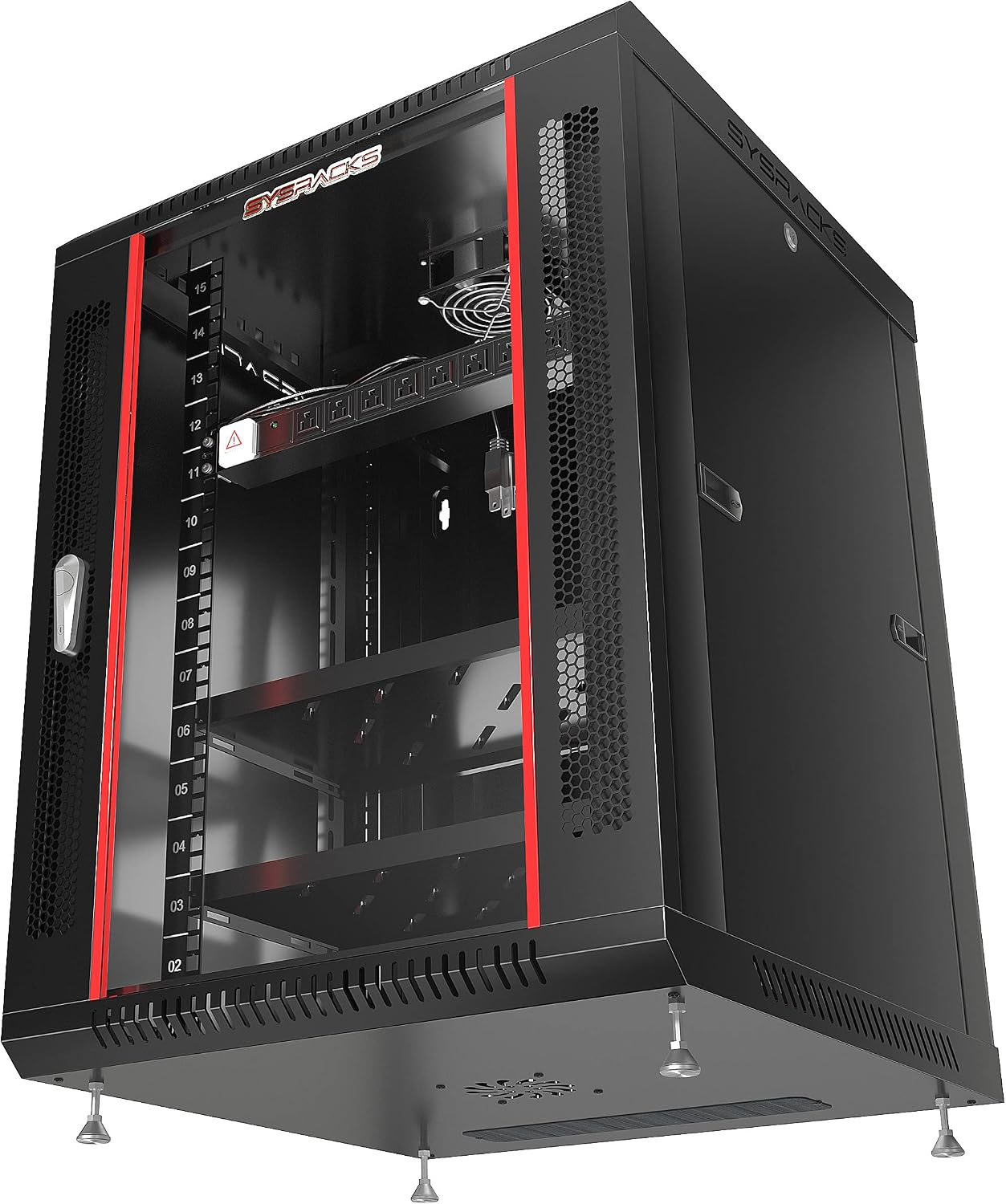 Server Rack – Wall Mount Rack - Locking Cabinet for Network - Electronics - Security - Audio - Video - AV Equipment - Data Rack - Legs/Power Strip/Shelf/Fan - 24-Inch Deep Sysracks… (15U)