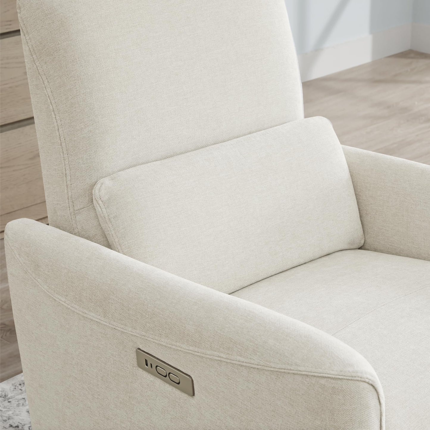 CHITA Power Recliner Chair Swivel Glider, FSC Certified Upholstered Living Room Nursery Reclining Sofa Chair with Lumbar Support, Linen