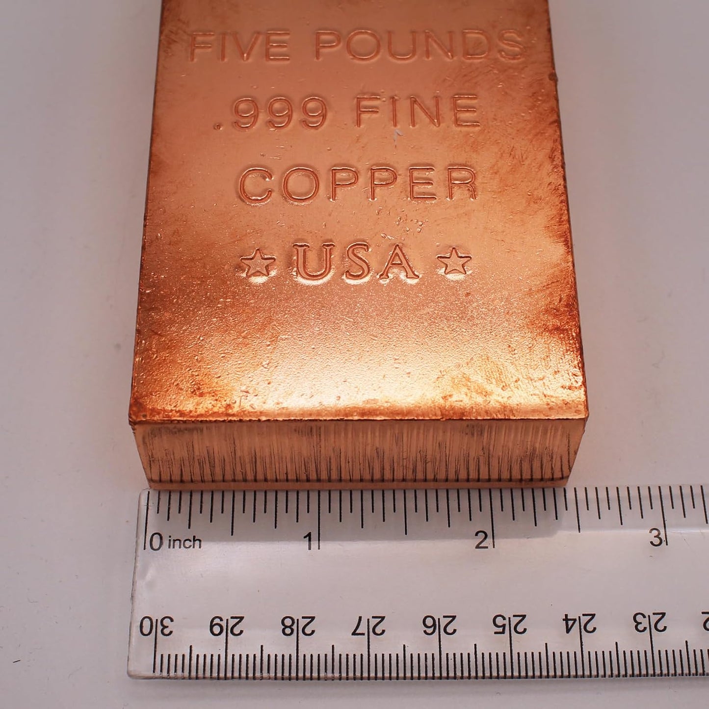 5 lb Copper Bar (Flat Style) .999 Pure Bullion with Periodic Table Element Design by Mint State Gold