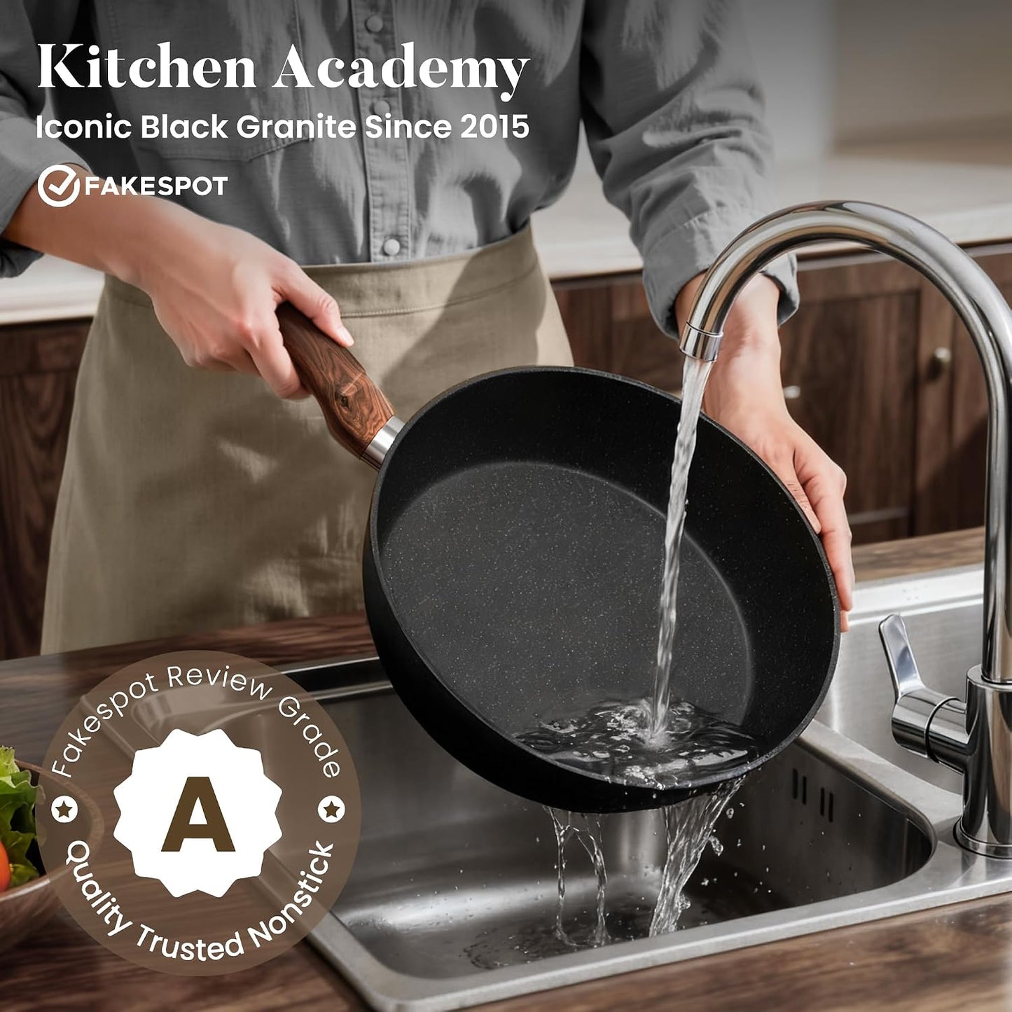 Kitchen Academy 12Pcs Black Pots and Pans Set Non Stick, Kitchen Induction Nonstick Cookware Sets, Best Cooking Pot and Pan Set