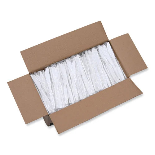 Boardwalk® Heavyweight Wrapped Cutlery, Knife, White, 1000 Knives (BWKKNIHWPPWIW)