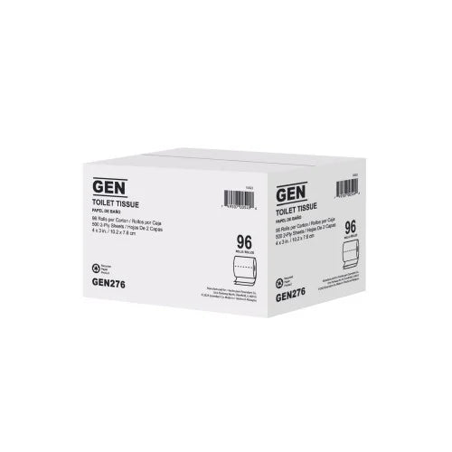GEN® Standard Toilet Paper, 2-Ply, 500 Sheets , 96 Rolls (GEN276)