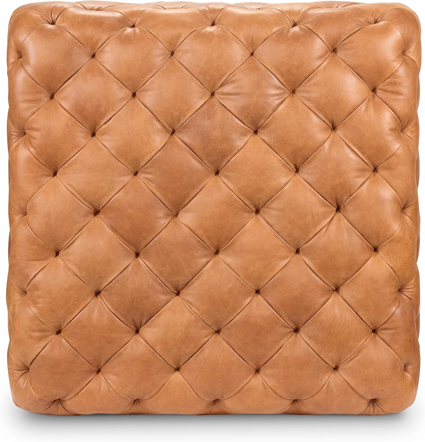 POLY & BARK Turin Ottoman in Full-Grain Pure-Aniline Dyed Italian Tanned Leather in Cognac Tan