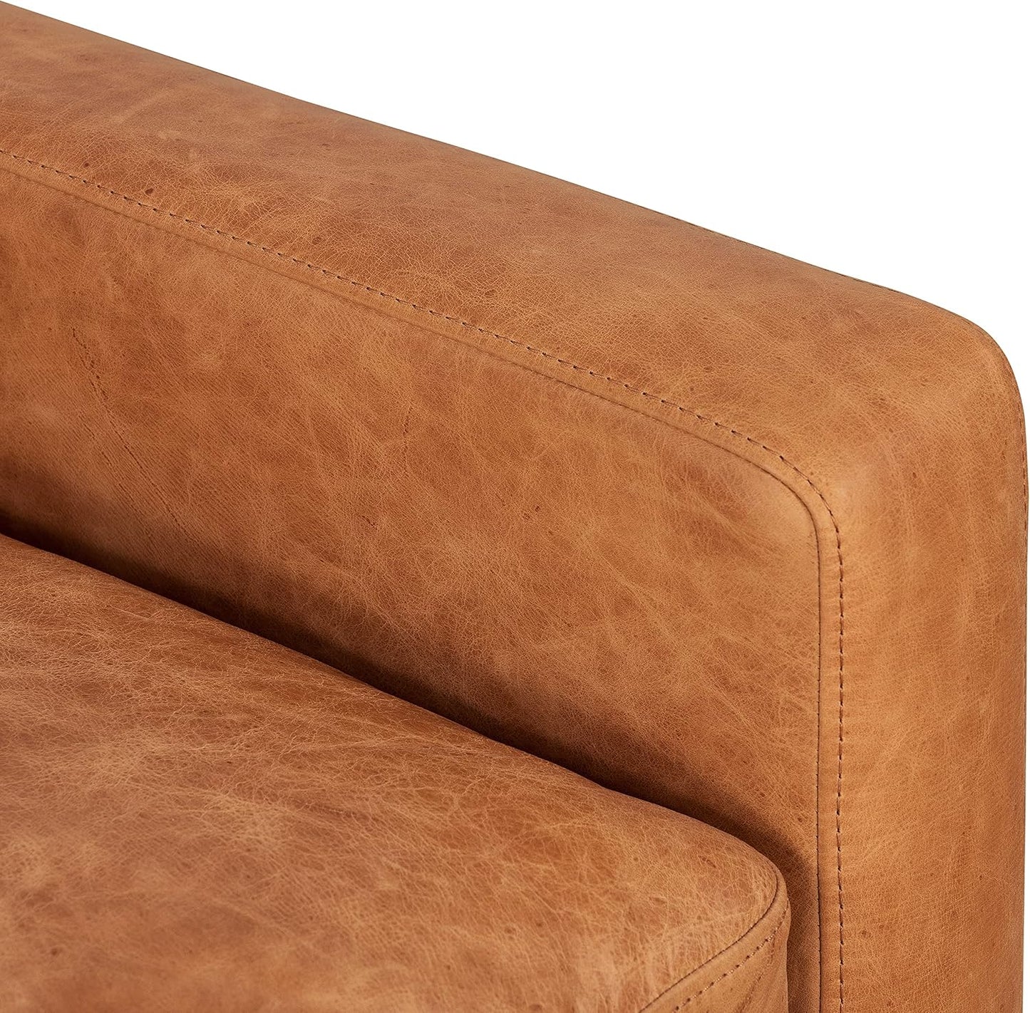 Poly & BARK Sorrento Lounge Chair in Full-Grain Pure-Aniline Italian Tanned Leather in Cognac Tan